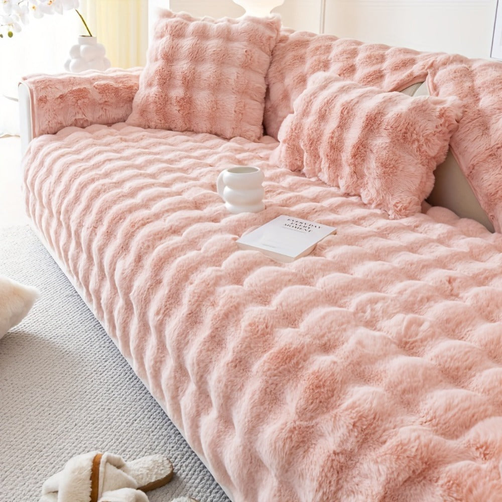 Faux Rabbit Plush Sofa Cover Winter Warm Thickened Anti-Slip Pet Friendly Cushion Protector for Living Room Bedroom Office 1 2 3 4 Seater - product image 49