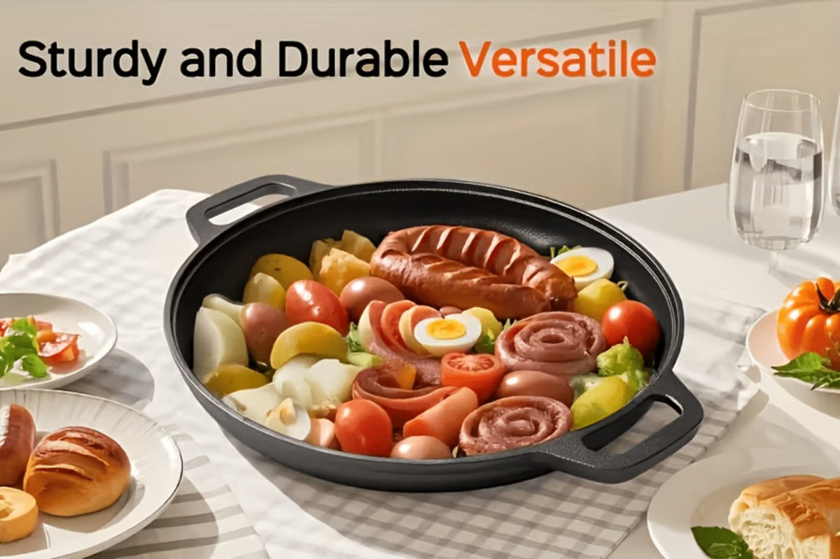 Cast Iron Skillet 11 Inch Pre-Seasoned Round Grill Pan with Dual Loop Handles – Even Heating for Oven, Stovetop, Campfire & Grill | Heavy-Duty Kitchen Cookware for Pizza, Steak & M - product image 13