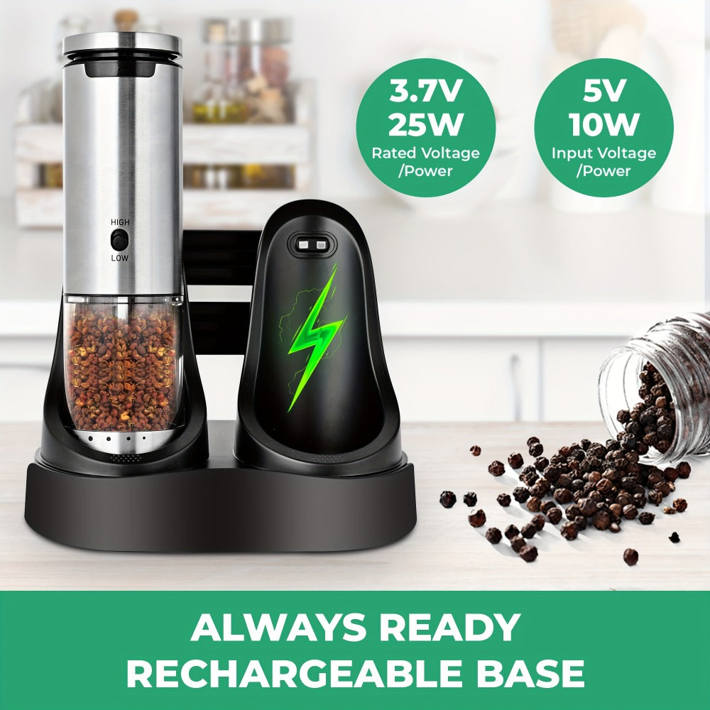 Electric Pepper Grinder Set USB-C Rechargeable with LED Light Ceramic Core Adjustable Coarseness One-Hand Automatic Salt Pepper Mill Kitchen Gift for Home Cooking Camping BBQ - product image 10