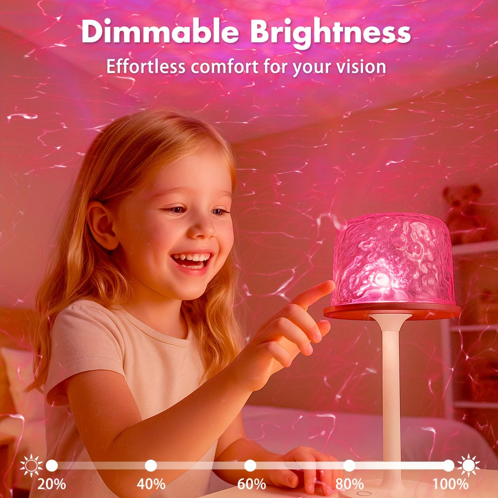 Ocean Wave LED Projector Lamp – 16 Color Rechargeable Cordless Night Light with Remote, Water Ripple Atmosphere Lamp for Bathroom Bedroom, Portable Table Lamp, RGB & Wood Base Opti - product image 9