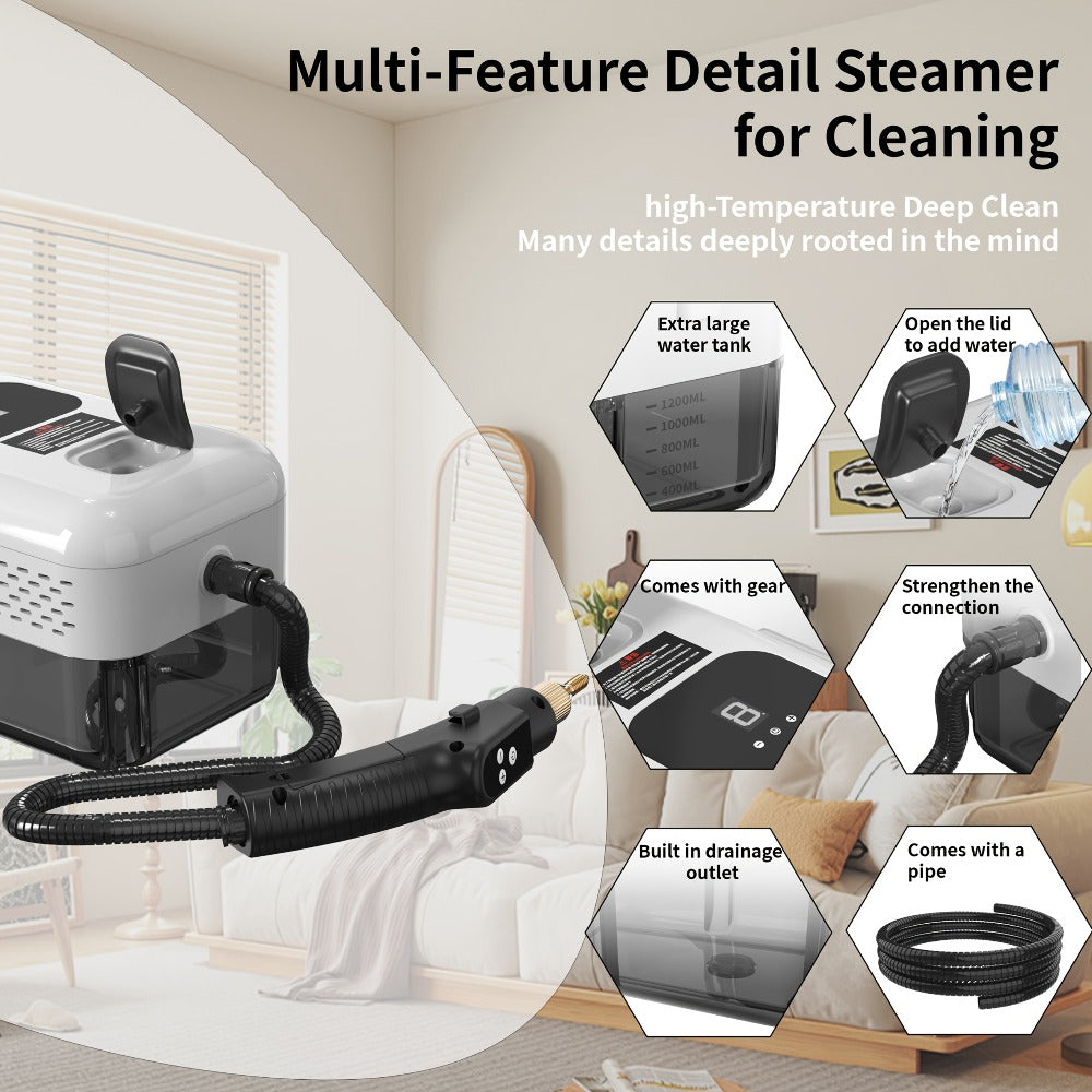 Portable Steam Cleaner High-Temperature High-Pressure Handheld Steamer for Home, Carpet, Tile & Grout Cleaning – 9-Speed Adjustable, 3 Models: Basic, Upgraded & Smart - product image 6