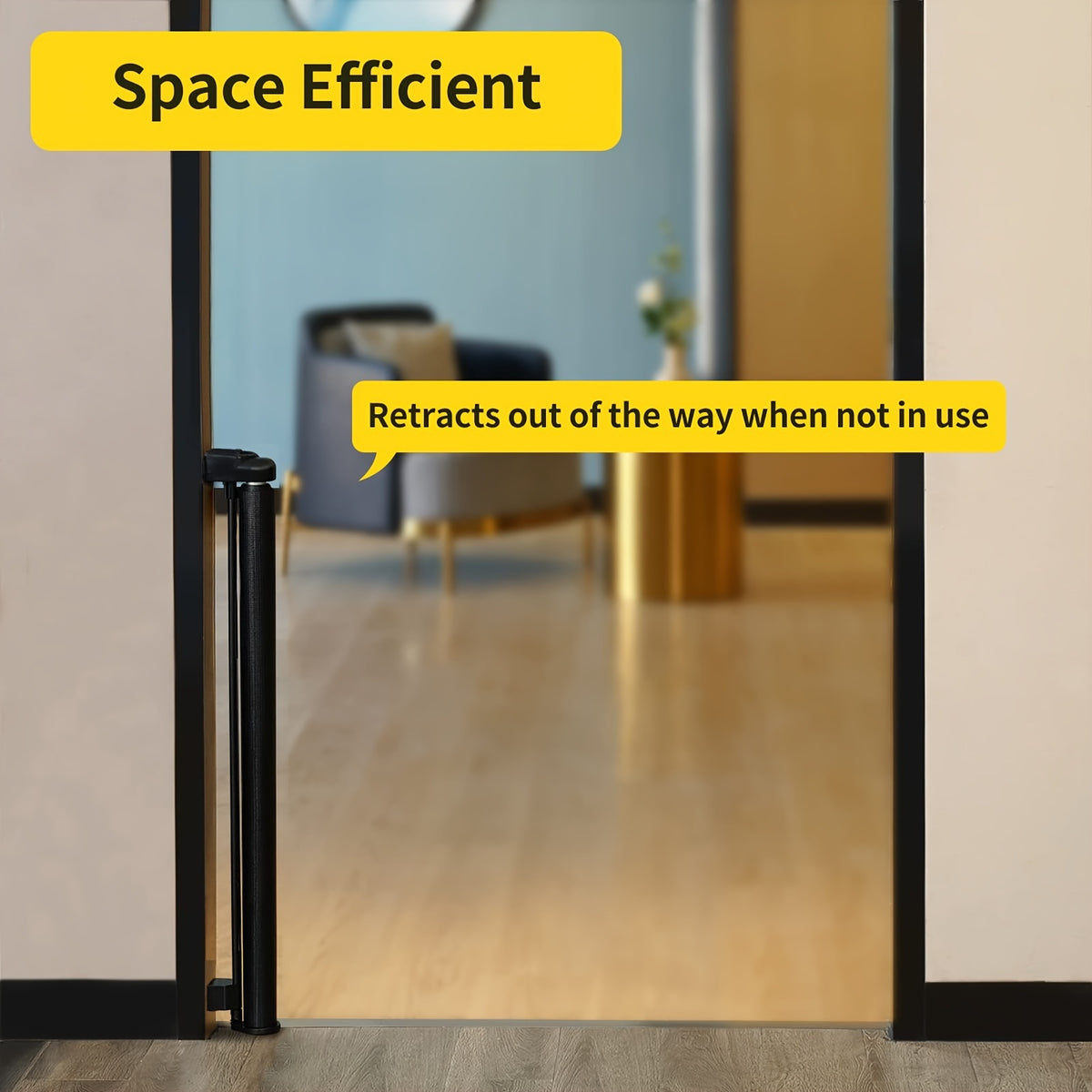 Retractable Gate, Mesh Gate, 33"/41"Tall Safety Gate for Doorways, Stairs, Hallways, Indoor/Outdoor, (Black/White/Grey), As A Holiday Gift - product image 8