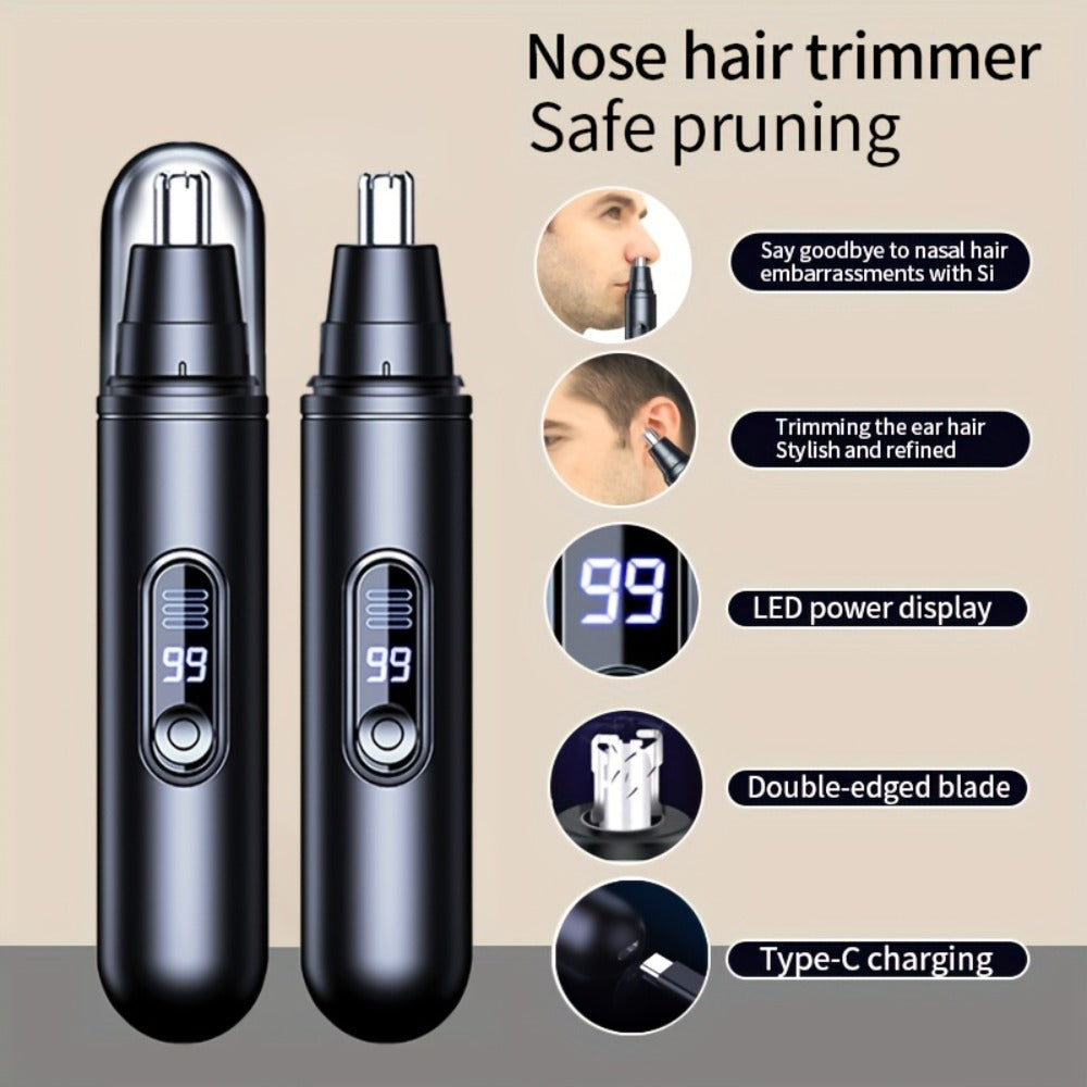 Electric Nose Trimmer with LED Display – USB Rechargeable Painless Facial Hair Removal Device for Men & Women, Nose Ear & Eyebrow Trimmer, Upgraded Grooming Tool, Ideal Gift - product image