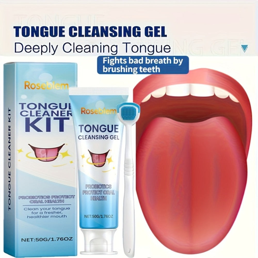 Tongue Cleaner Kit with Probiotic Cleansing Gel & Tongue Brush – Bad Breath Eliminator Fresh Mouth Daily Oral Hygiene Care Gentle Non-Irritating for Sensitive Mouths Adults Gift Se - product image 2