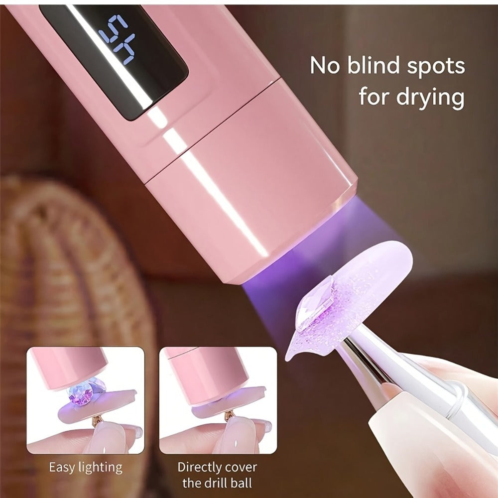 Gel Nail Lamp 360° Rotating Head with Digital Timer 45s/60s & Bonus Nail Stamp – USB Powered LED Gel Polish Curer with Condenser Lens for Home Manicure & Nail Art, White Pink - product image 6