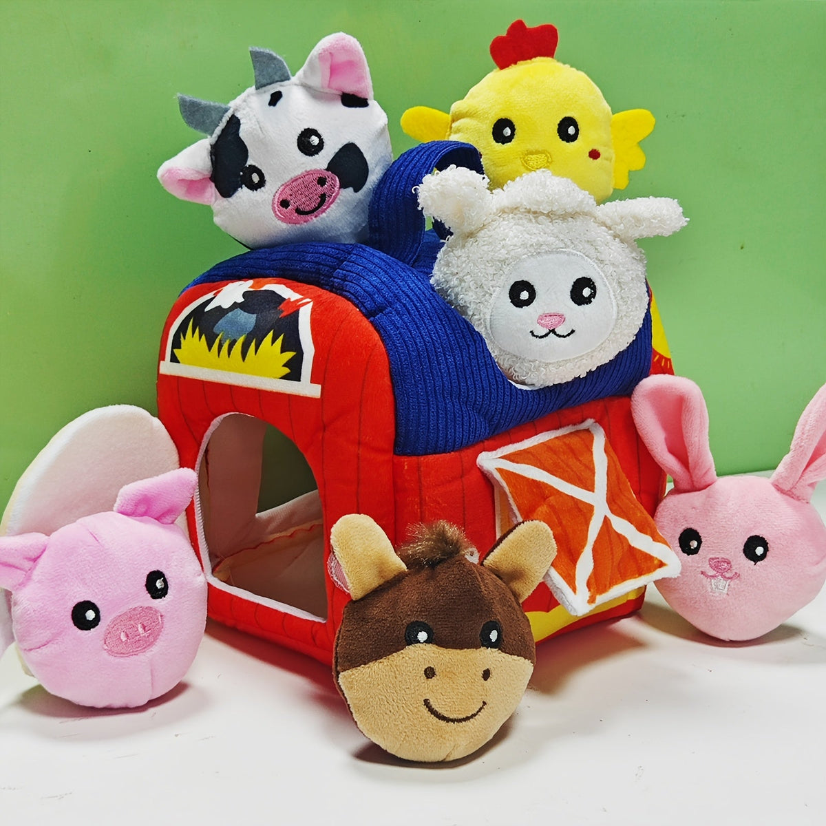 Farm Playset Baby Toy with 6 Plush Animals, Barn, Rattle, Crinkle & Mirror – Travel-friendly Sensory Learning Toy for Babies & Toddlers, Infant Activity Gift - product image 6