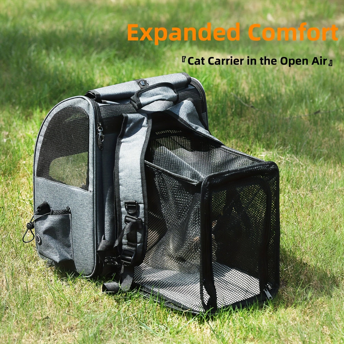 Expandable Pet Carrier Backpack – Airline Approved Foldable Cat Dog Travel Bag for Small Medium Pets, Breathable Mesh, Spacious Interior for Hiking Camping - product image