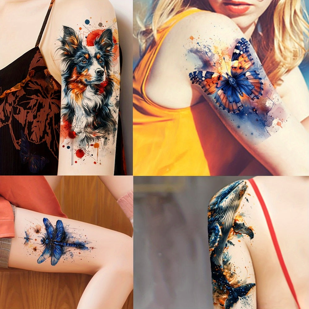 Watercolor Temporary Tattoos 24 Sheets for Women & Kids | Large Realistic Fake Tattoo Stickers Flower & Animal Designs Long Lasting Body Art Half Arm Tattoos - product image 4
