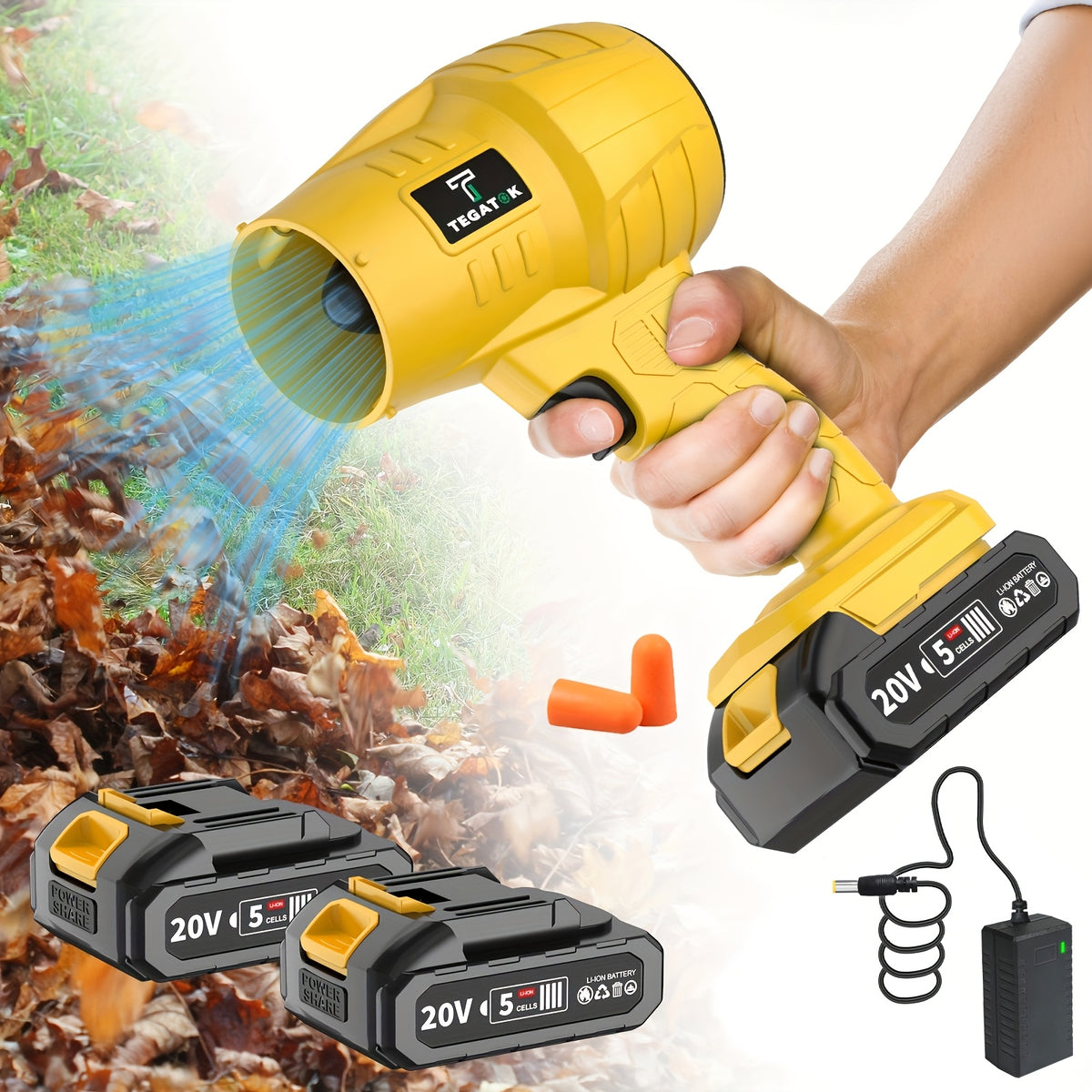 Turbo Blower, 20000RPM Electric Cordless Leaf Blower, 20V 2.0/4.0AH Battery Jet Dry Blower, High Pressure Air Blower, Jet Blower Car Dryer, Hand Held Snow Blower, Home Outdoor