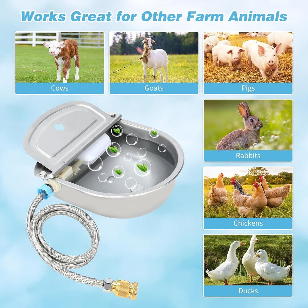 Heavy-Duty Stainless Steel Leakproof Pet Waterer with Easy-Clean Spout for Horses, Cattle, Pigs, Chickens, Rabbits, Goats & Ducks, Farm Kennel Stable - product image 2