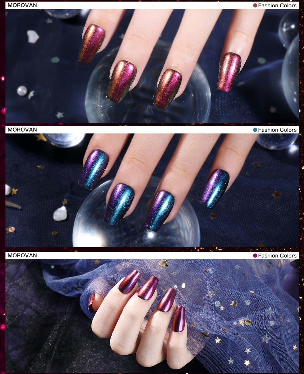 Holographic Nail Polish Set 6pcs Air Dry No UV Lamp – Metallic Glitter Rainbow Shimmer Lacquer 0.25oz, Finger & Toenail Polish Kit, Nail Art Gift Set for Women Girls by Morovan - product image 12