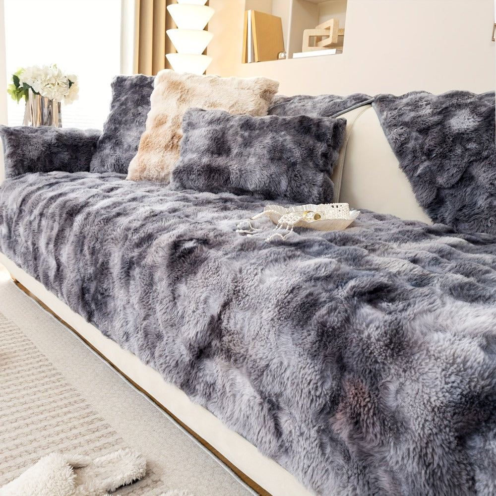 Plush Sofa Cover Faux Lamb Thick Fluffy Couch Slipcover Pet Friendly Machine Washable Gradient Color Polyester Furniture Protector for Armchair Single Double Triple Sofa Living Roo - product image 50