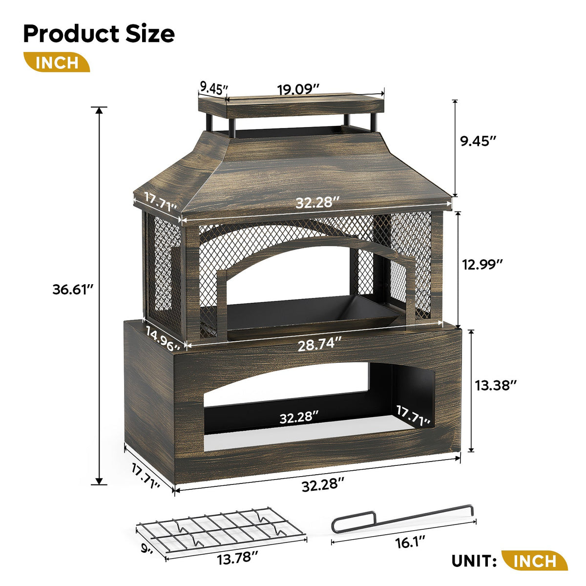Outdoor Fireplace | Wood Burning Metal Patio Garden Deck Backyard - product image 4