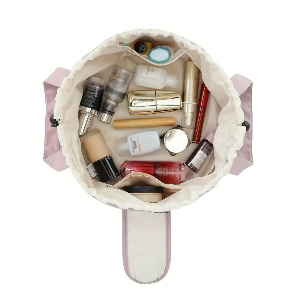 Drawstring Makeup Bag Wide Opening Flat Lay Oxford Fabric Machine Washable 12 Colors Travel Cosmetic Organizer Bag for Makeup Brushes Tools Accessories Toiletries Dorm Printed & So - product image 25