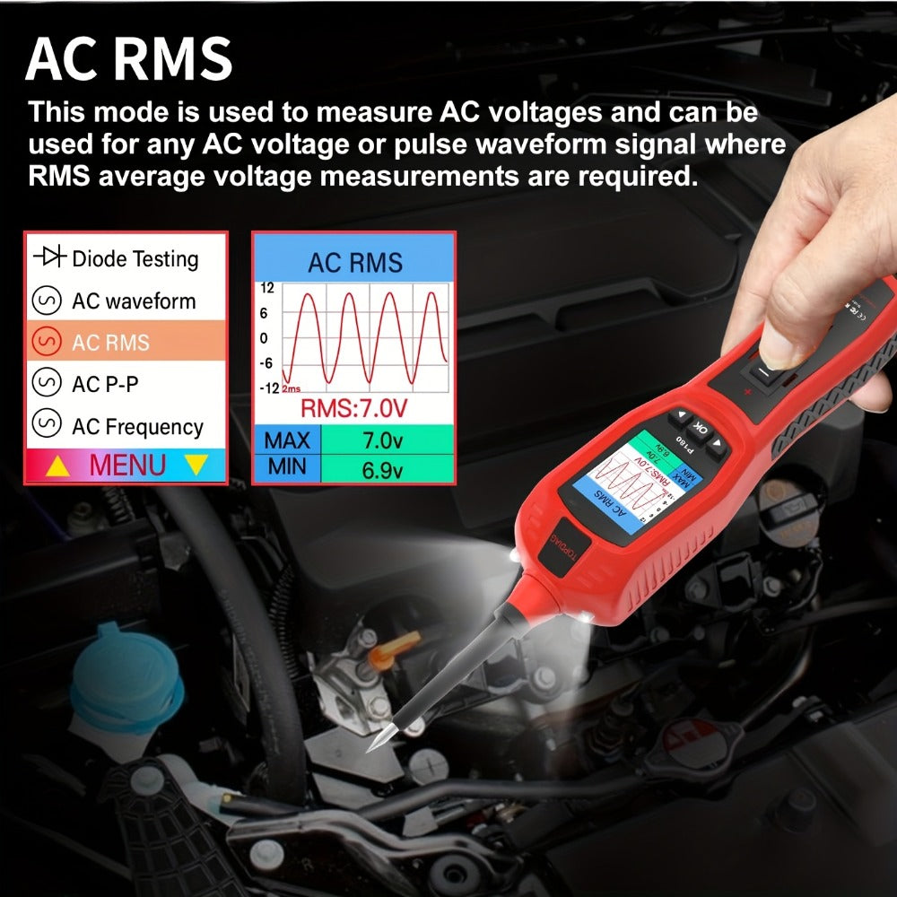 Automotive Circuit Tester P180 Multimeter | Breakpoint Localization Battery Diagnosis AC DC Voltage Fuel Injector Tester 6-30V | Car Electrical System Diagnostic Tool with TFT Colo - product image 4