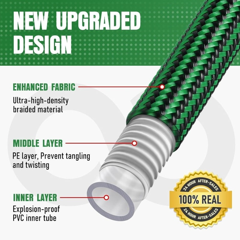 Heavy-Duty Rubber Garden Hose with 9-Function Nozzle | Non-Expandable, Kink-Resistant – 25/50/75/100FT - product image 4