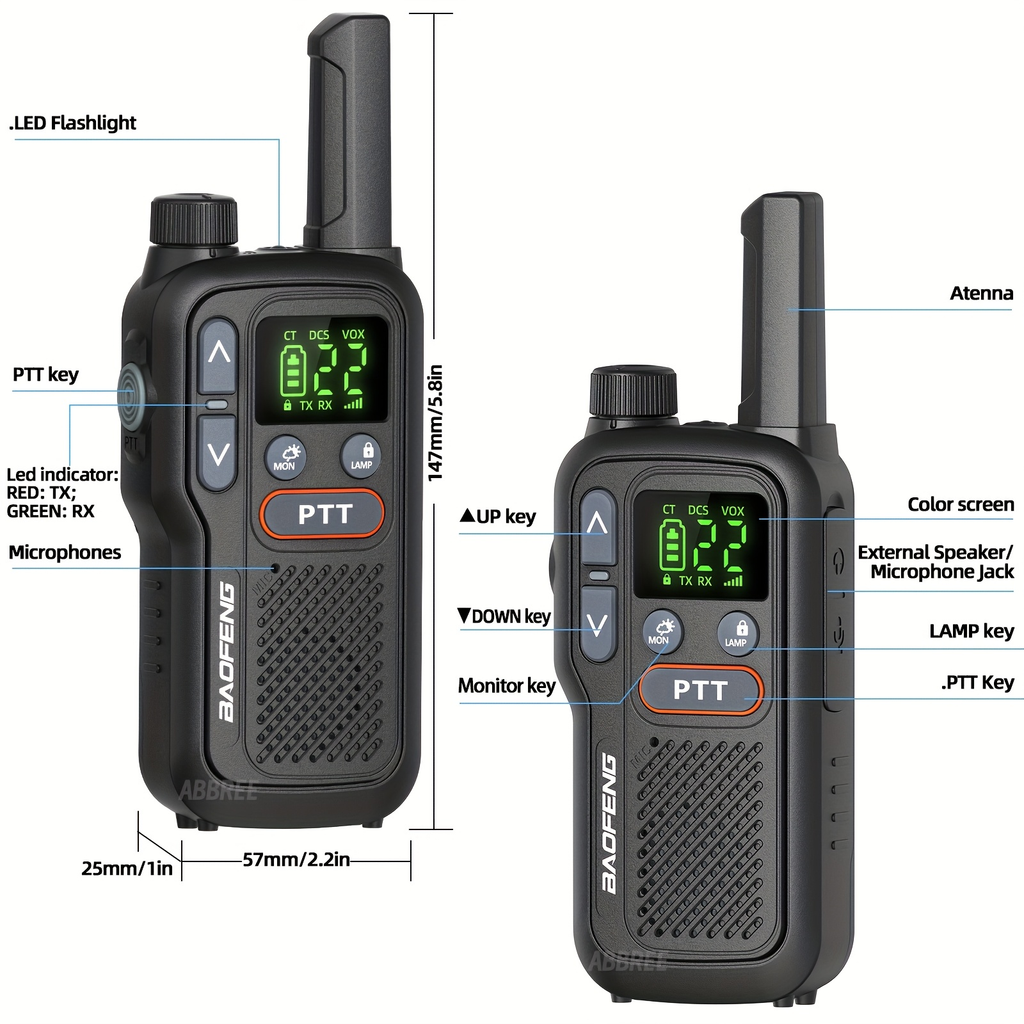 FRS Two Way Radio Rechargeable | BAOFENG BF-T18 Walkie Talkies Long Range with NOAA Weather Alert | VOX Hands-Free | 1500mAh USB-C Battery | LED Flashlight - product image 4