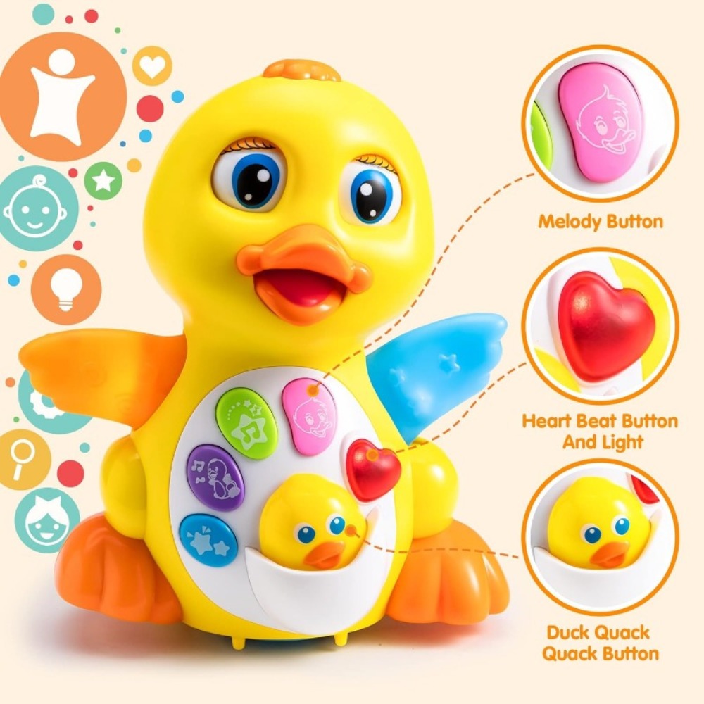 Dancing Walking Musical Duck Baby Toy with Music & Lights | Interactive Light Up Learning Toy for Infants & Toddlers 6 Months+, Sensory Crawling & Walking Toy, Perfect Christmas & Baby Shower Gift