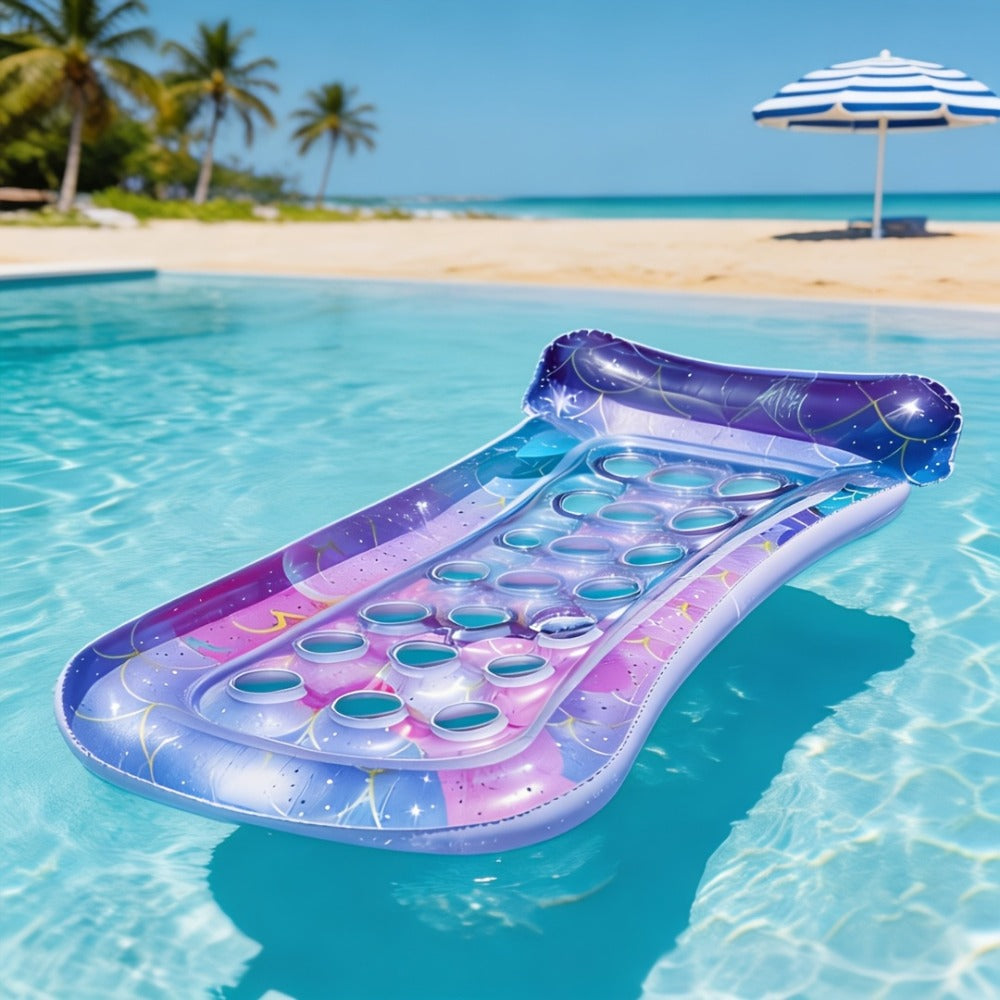Inflatable Pool Float Sequin Gradient, Rectangular PVC Floating Bed with Ventilation Holes & Flash Gradient Colors, Buoyancy Water Lounge for Indoor Outdoor Pool Beach Lake - product image