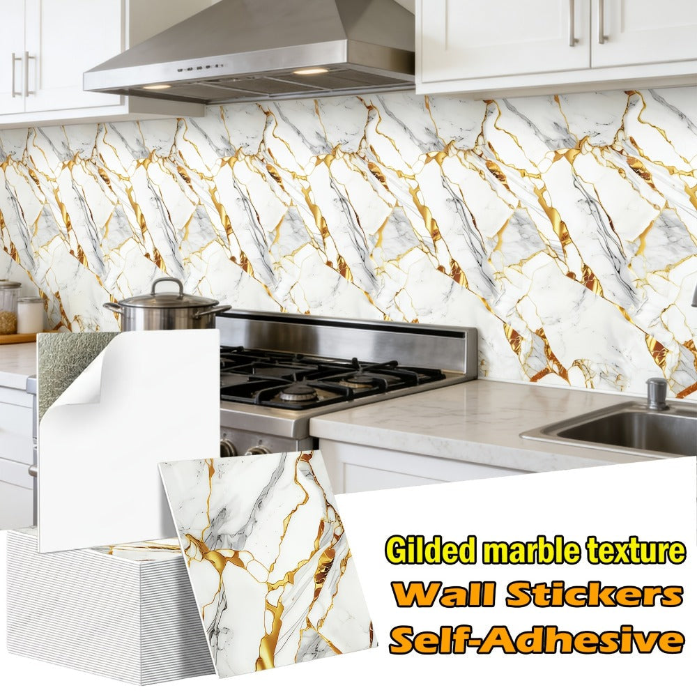 Peel and Stick Wall Tiles 50/100pcs - Waterproof PVC Marble Self-Adhesive Vinyl Panels for Bathroom Shower Kitchen Living Room TV Backdrop, Modern Wall Decor Easy Installation No G - product image 6