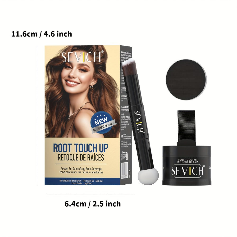 Hairline Powder Root Touch-Up Kit with Refill & Brush – Waterproof Instant Grey Hair Concealer Fills Sparse Hairline Bald Spots Eyebrow Powder for Women Men 4g+4g - product image 6