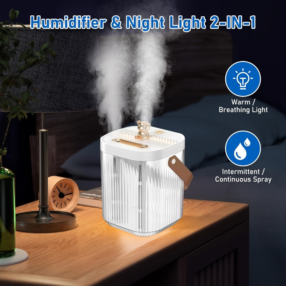 Large Humidifier 2L Smart 2-in-1 with Night Light – Dual Nozzle, 3 Mist Modes, Auto Shut-Off, Dry Burn Protection, Silent Operation, Covers 215 Sq Ft, for Bedroom, Baby Room & Offi - product image 8