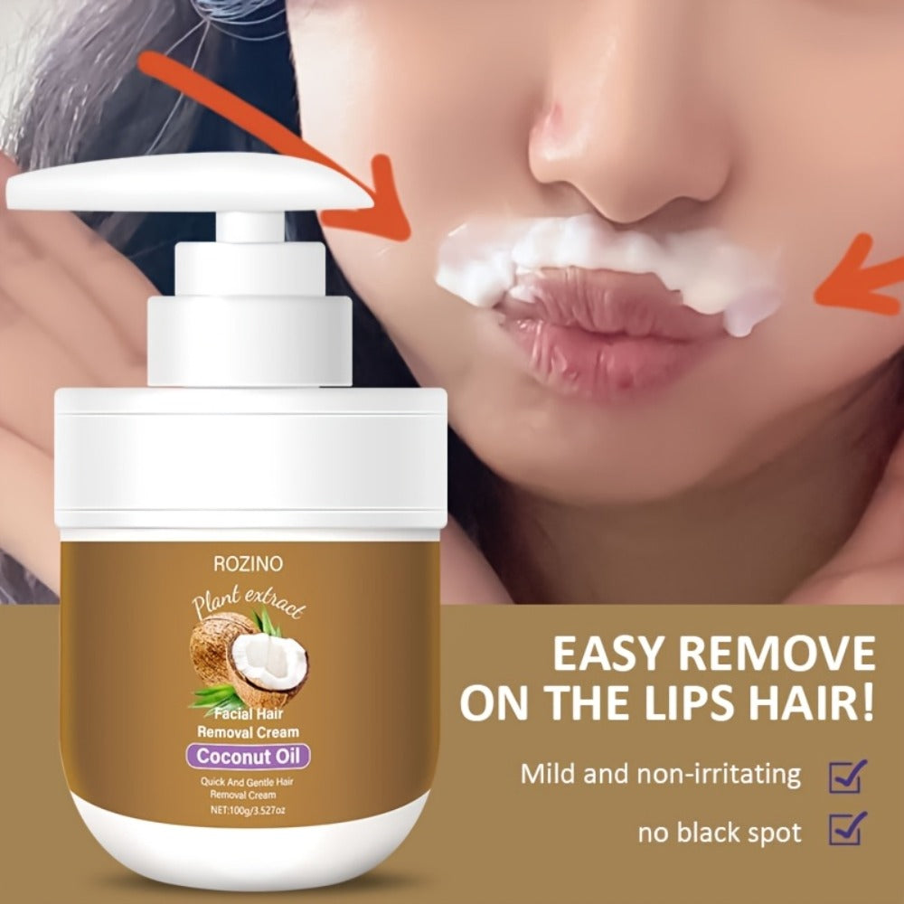 Coconut Oil Hair Removal Cream 2-Pack Gentle Depilatory for Women & Men — Natural Ingredients Deeply Hydrating Minimizes Irritation, Smooth Skin for Face Legs Arms Body, At-Home Pa - product image 2