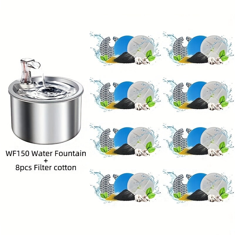 USB Automatic Cat & Dog Water Dispenser with Transparent Window, 2-in-1 Design, Multiple Sizes & Replacement Filters – Stainless Steel Pet Water Fountain - product image