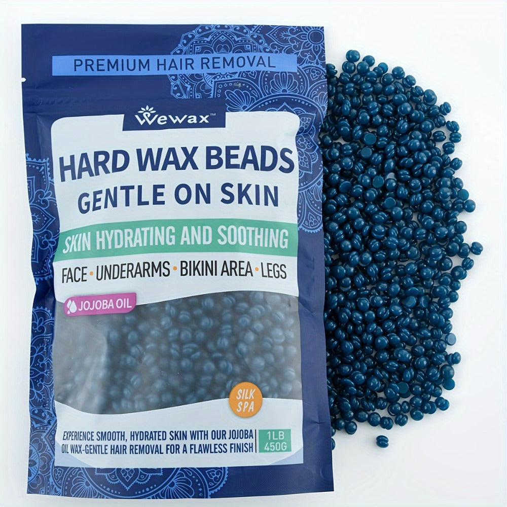Hard Wax Beads 450g Brazilian Strong Adhesion No-Strip – Precision At-Home Waxing for Bikini Legs Underarms Arms Body Face, Hair Removal Wax Kit for Women, Dark Blue & Light Blue - product image