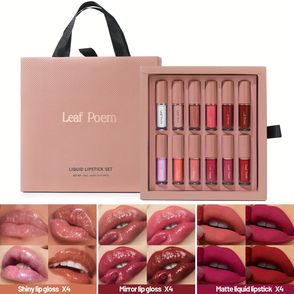 12-Piece Velvet Matte Lipstick Set Mirror Finish Long-Lasting Waterproof High Pigment — Smooth Paste Multi-Shade Lip Makeup Transfer-Resistant All-Day Wear Holiday Gift Set Women - product image 3