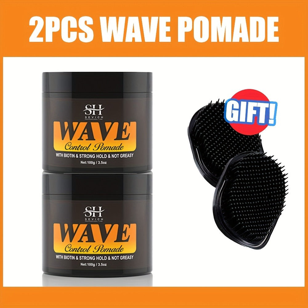 360 Wave Pomade Strong Hold Hair Styling with Jojoba Oil — Frizz Control Moisturizing Formula for Dreads Locks Twists Coily Curly Wavy Hair Men Grooming Daily Hair Care Set - product image 5