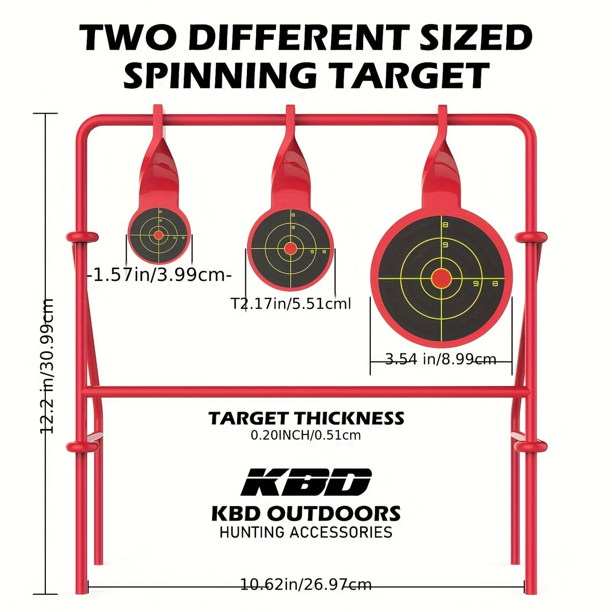 .22LR Rimfire Steel, 3 Floating Targets + 15 Bullseye Paper Targets, Foldable & Easy Setup – Triple Spinner Shooting Target