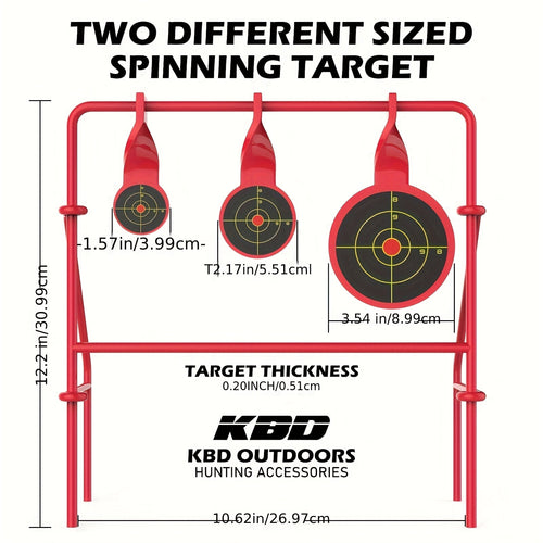 .22LR Rimfire Steel, 3 Floating Targets + 15 Bullseye Paper Targets, Foldable & Easy Setup – Triple Spinner Shooting Target