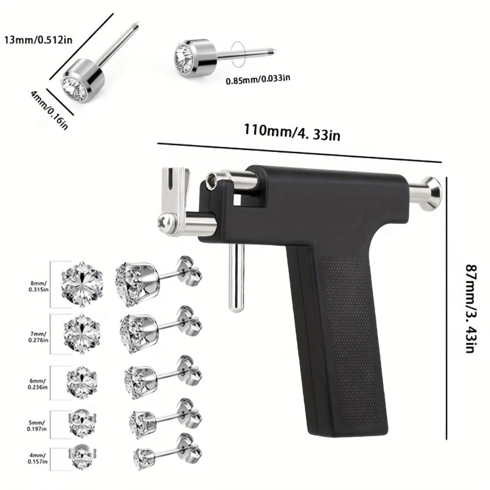 Ear Piercing Kit with 34 Stainless Steel Ear Studs Professional Piercing Gun Safe One-Click DIY Earlobe Piercing Set Hypoallergenic for Salon & Home Use Women Girls Gift Blue Black - product image 4