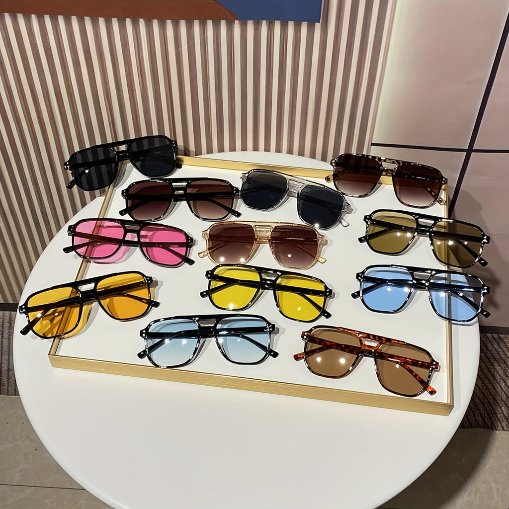 Oversized Round Novelty Glasses 12 Pack Multicolor Tortoiseshell – Double Frame Full Rim Plastic Eyewear Bulk Set for Party Prom Photo Shoot Costume, European - product image 2