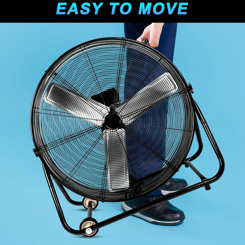 Industrial Floor Fan 24 Inch 9000 CFM Heavy Duty Drum Fan 3-Speed 360 Degree Tilt with Casters and Handle for Warehouse Garage Patio Workshop Gym Large Area Cooling - product image 13