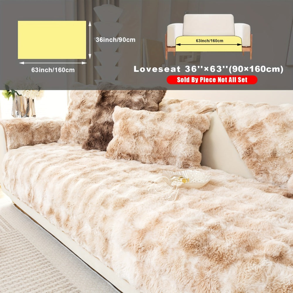 Plush Sofa Cover Faux Lamb Thick Fluffy Couch Slipcover Pet Friendly Machine Washable Gradient Color Polyester Furniture Protector for Armchair Single Double Triple Sofa Living Roo - product image 34