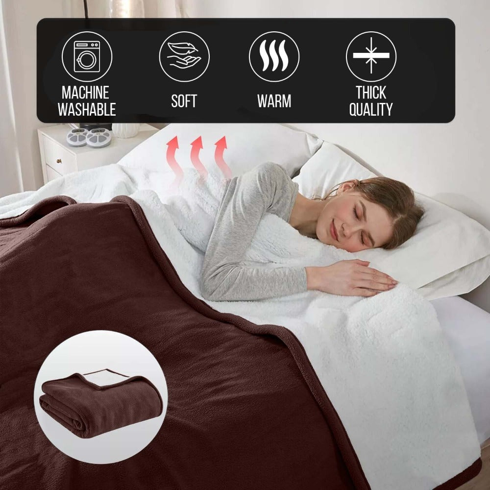 480GSM Sherpa Fleece Blanket – Double-Sided Heavy Warm Throw for Couch, Bed & Travel, Reversible All Season, 13 Colors, 3 Sizes - product image 16