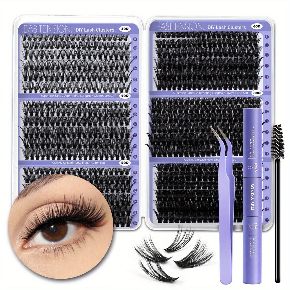 Premade Lash Clusters 708Pcs Mixed Length 30D 50D 80D 100D Wispy Volume Kit – Natural Fluffy DIY Lash Extensions with Bond Seal & Applicator for Everyday, Party, Travel & Event Loo - product image 7