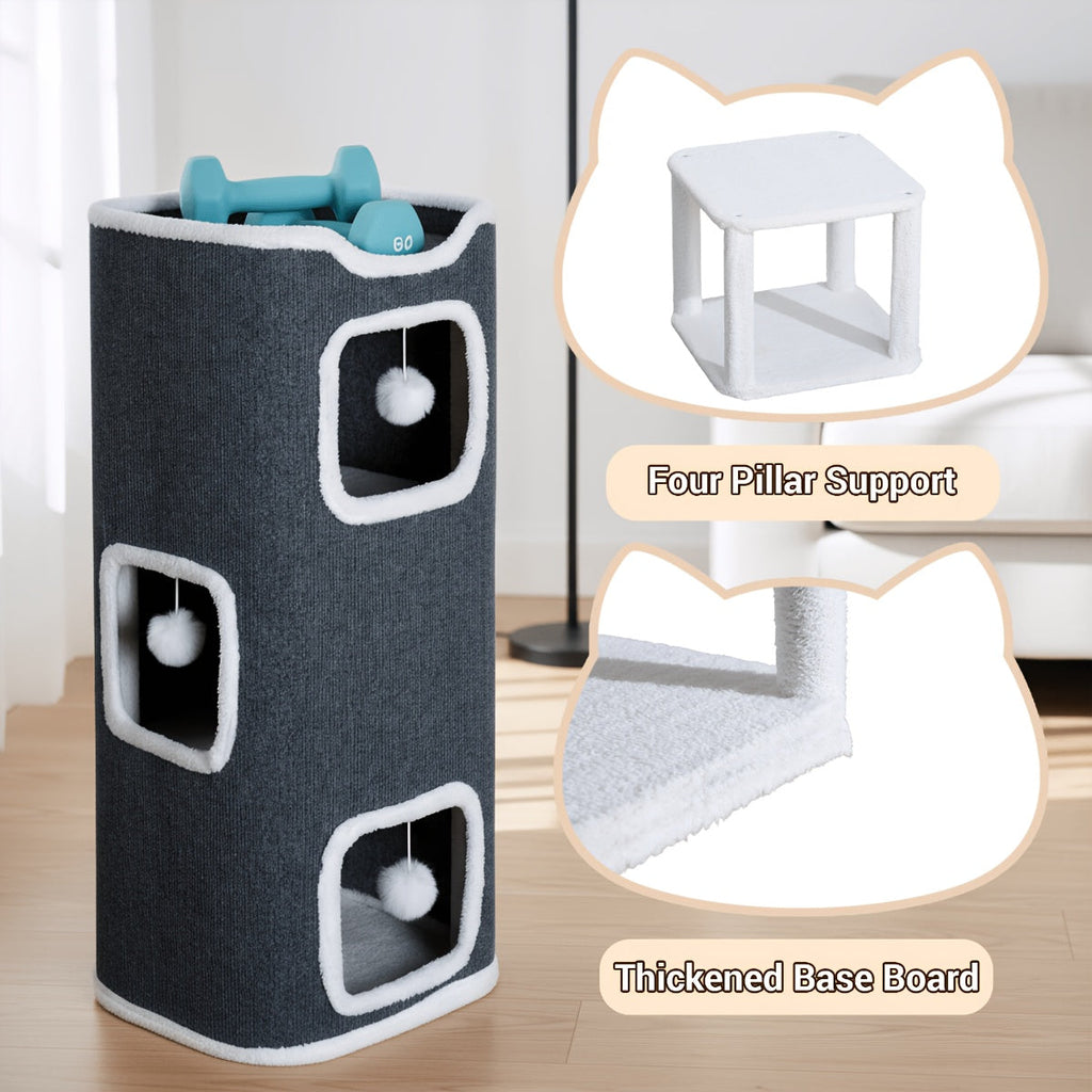 Cat Tree Tower Multi-Level Collapsible Cat Condo for Indoor Cats | Scratch-Resistant Carpet, Hanging Bell Ball, Cozy Top Bed, Sturdy Frame Cat House with - product image 3