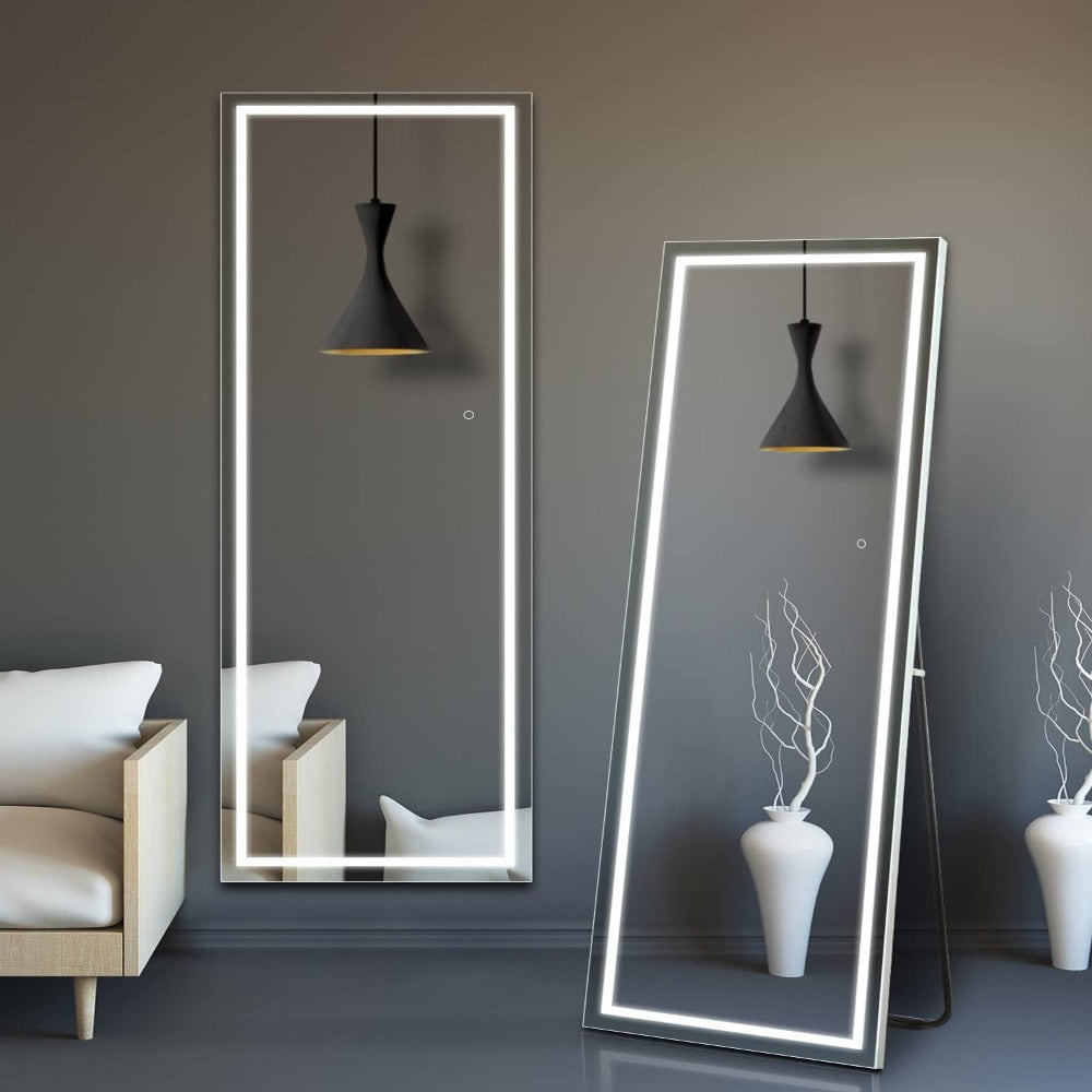 Full Length Mirror with LED Lights & Touch Sensor – 64"x21" Dimmable Smart Floor Mirror, Wall Mount or Freestanding, Slim Modern Frame for Bedroom, Vanity & Dressing Room - product image 15