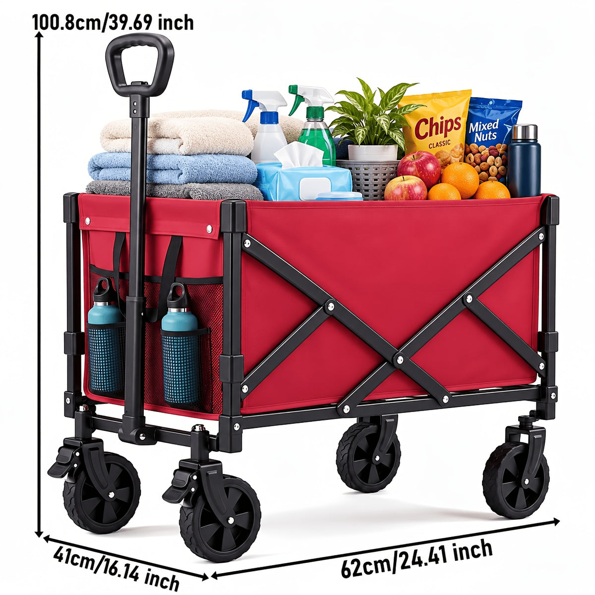 Heavy Duty Foldable Handcart, Multifunctional Handcart, High Carbon Steel Bracket, Equipped with All-Terrain Universal Wheels, Portable Garden Handcart - product image 7