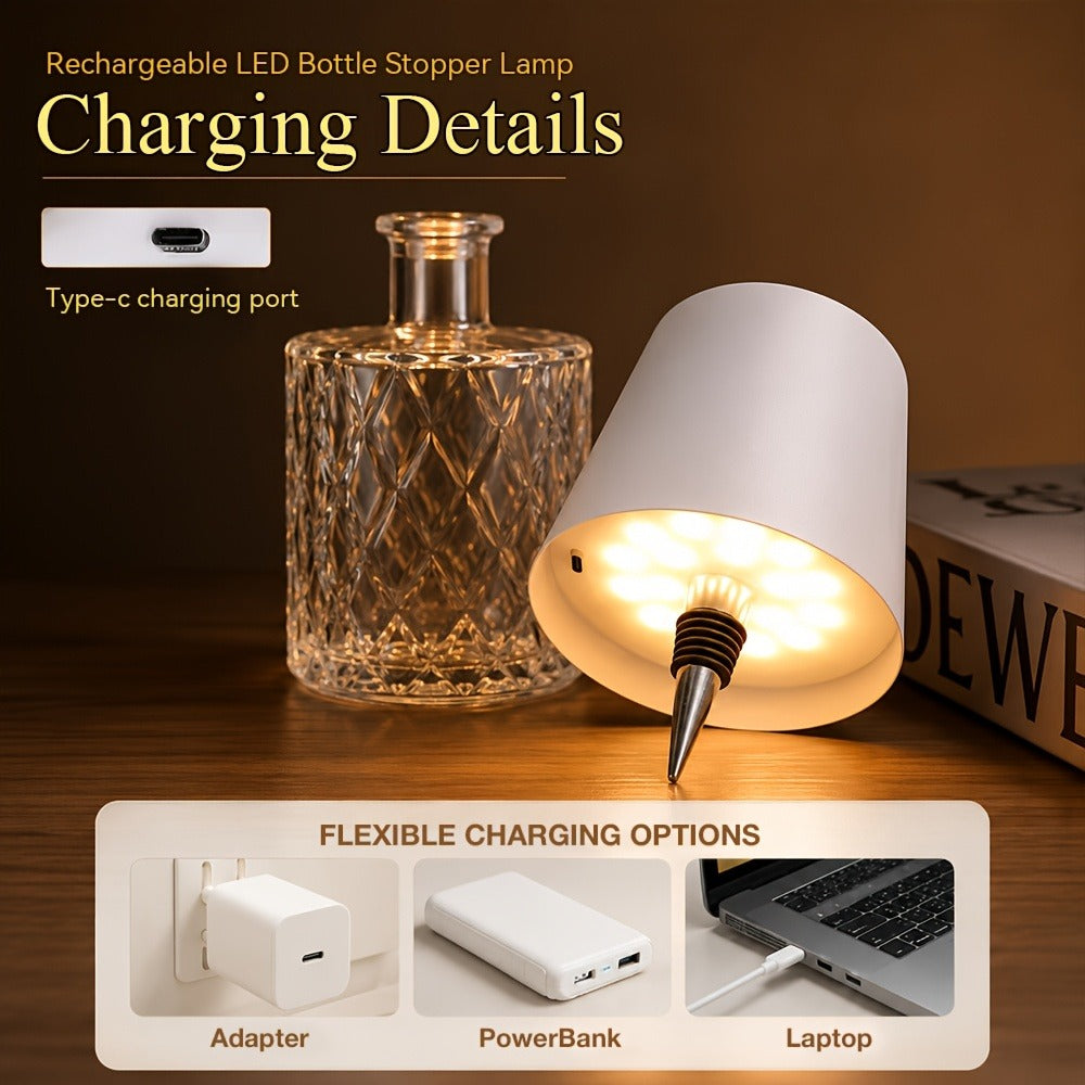 Rechargeable LED Bottle Lamp Table Lamp, 3 Color Temperatures, Touch Control Dimmable Bedside Light for Bedroom Dining Room Bar Desk – Modern Minimalist Design - product image 6