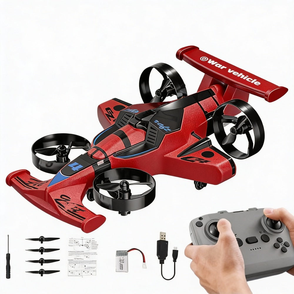 2-in-1 Remote Control Racing Car & Quadcopter One-Key Takeoff 360° Aerial Flips Stable Hover Durable Foam Body Indoor Outdoor Gift for Boys Girls Age 6+ Red - product image 3