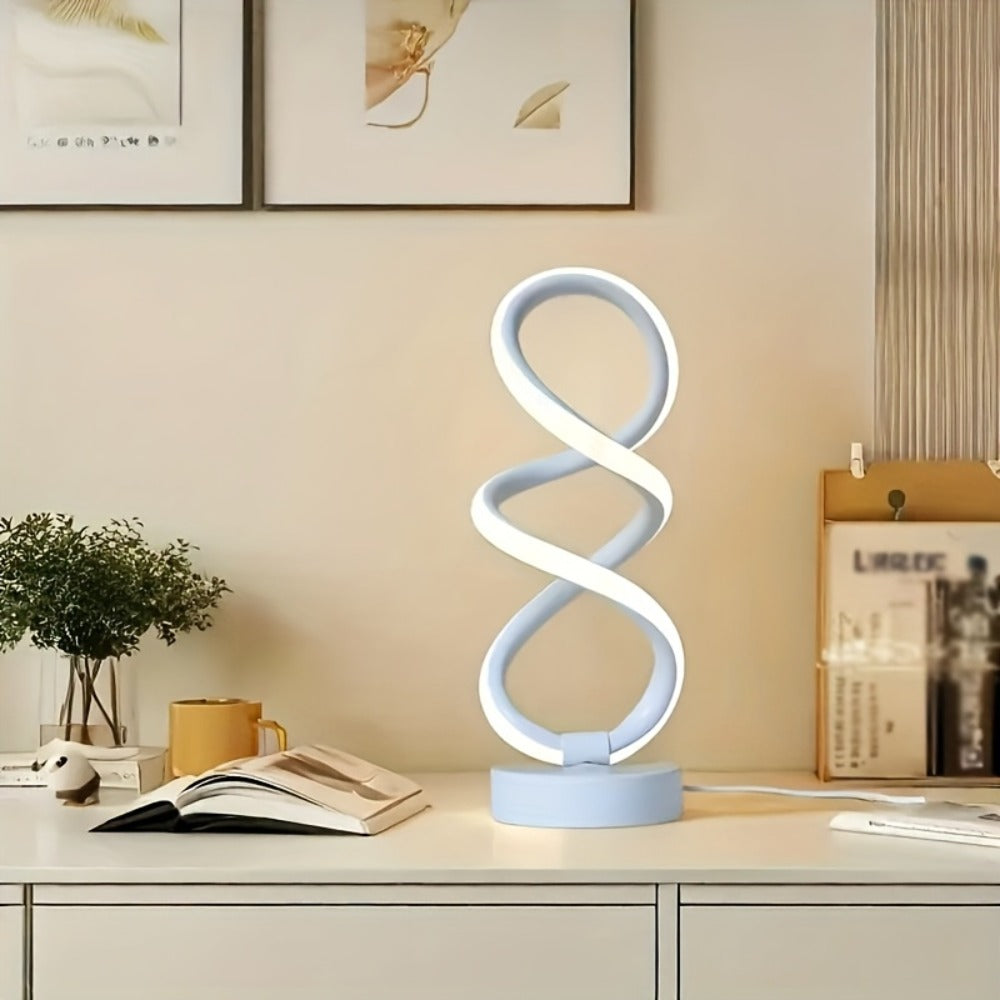 Spiral LED Table Lamp, Dimmable Push Button Control Desk Light for Bedroom Living Room Office, Modern Metal Base Indoor Accent Lamp, Unique Spiral Design Home Decor Gift for Christ - product image 21