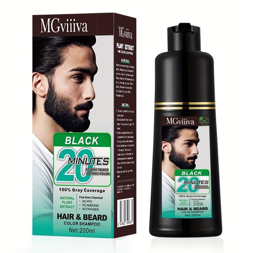 Beard Dye Shampoo for Men 2-in-1 Hair & Beard Grey Coverage Argan Oil No-Mix Formula – Fast 5-20 Min Long-Lasting Natural Color 6.76 oz Mustache Goatee Facial Hair - product image 3