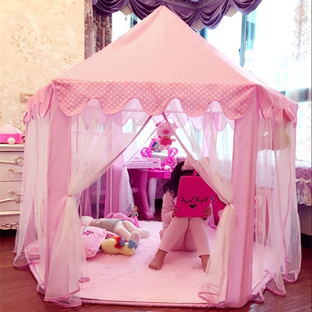 Pink Princess Hexagon Play Tent for Girls Indoor Dream Castle with Gauze Curtain Reading Corner Secret Base Kids Room Decor Pretend Play Birthday Gift Toddlers - product image