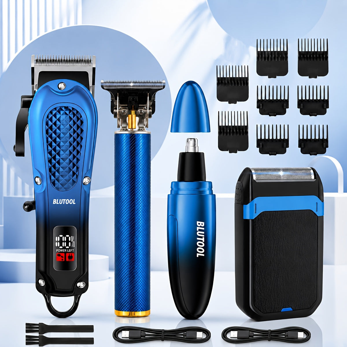 Rechargeable Electric Grooming Kit, Equipped with An LCD Battery Display, This Set Is An Essential Companion for Use At Home, While Traveling, or In The Car-making It The Perfect Gift for Husbands