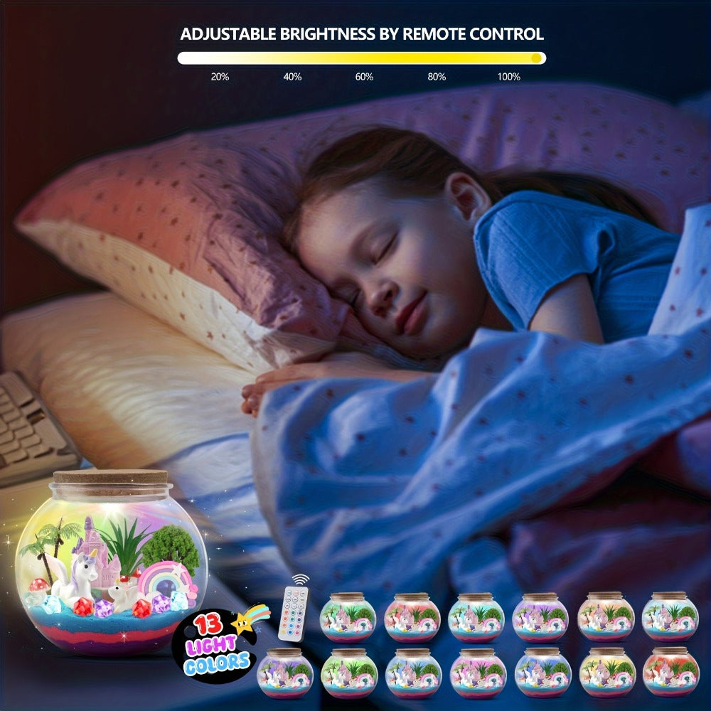 Build Your Own Magic Garden with 13-Color LED Night Light & Remote, Arts Crafts STEM Toy Kids Ages 6+, Birthday Christmas Gift Girls – DIY Unicorn Terrarium - product image 16