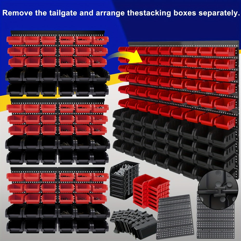 Wall Mounted Storage Bin Rack System – Heavy Duty Small Parts Organizer for Screws, Nuts, Bolts & Nails | Stackable Garage Workshop Tool Storage Rack | 30/60/90 Bins Hardware Organ - product image 10